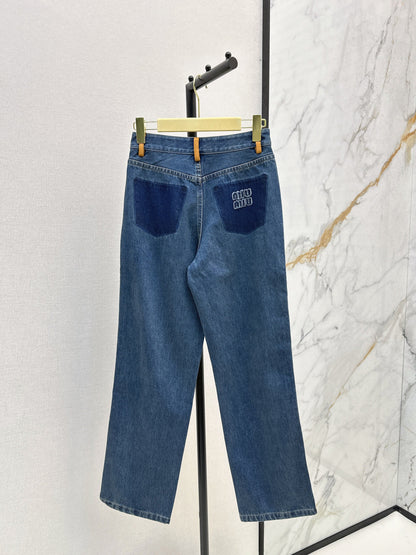 Miu New patchwork leather jeans