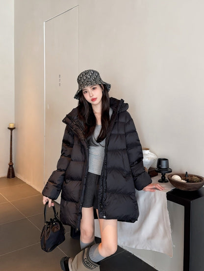 Max New hooded mid-length down jacket