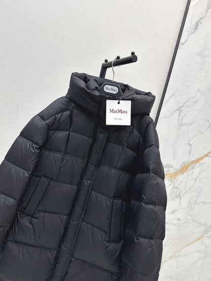 Max New hooded mid-length down jacket