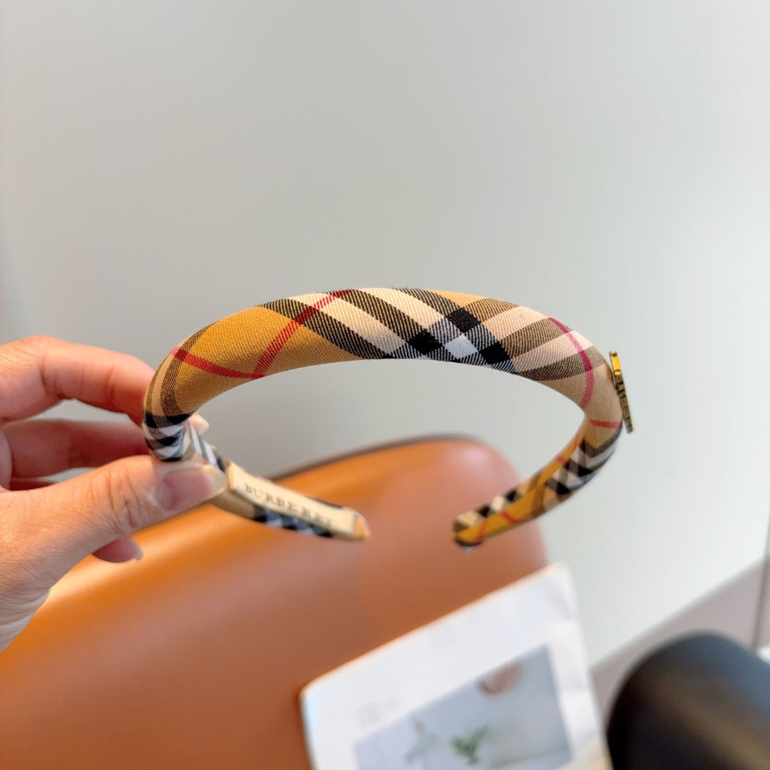 Bur New high version plaid narrow version headband
