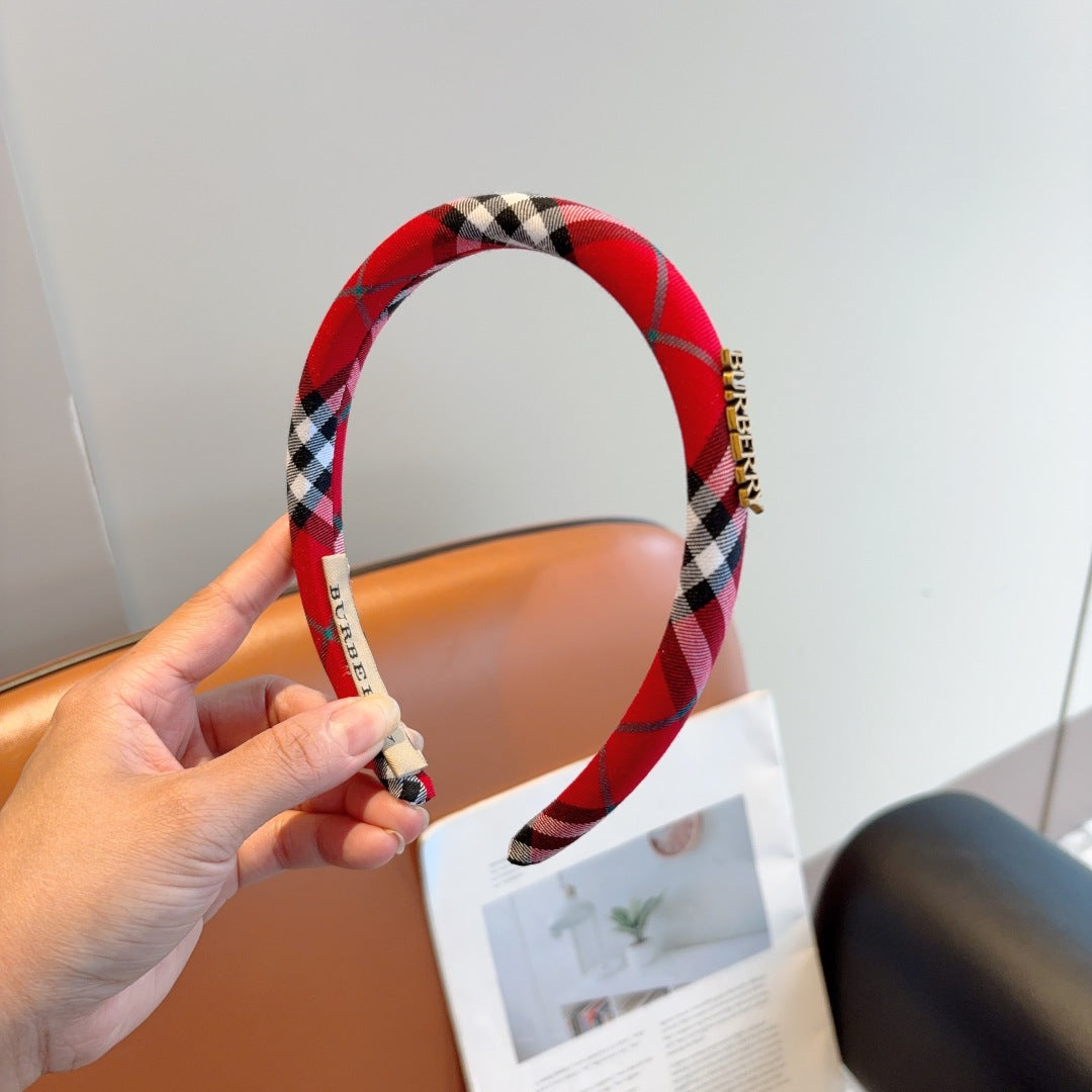 Bur New high version plaid narrow version headband