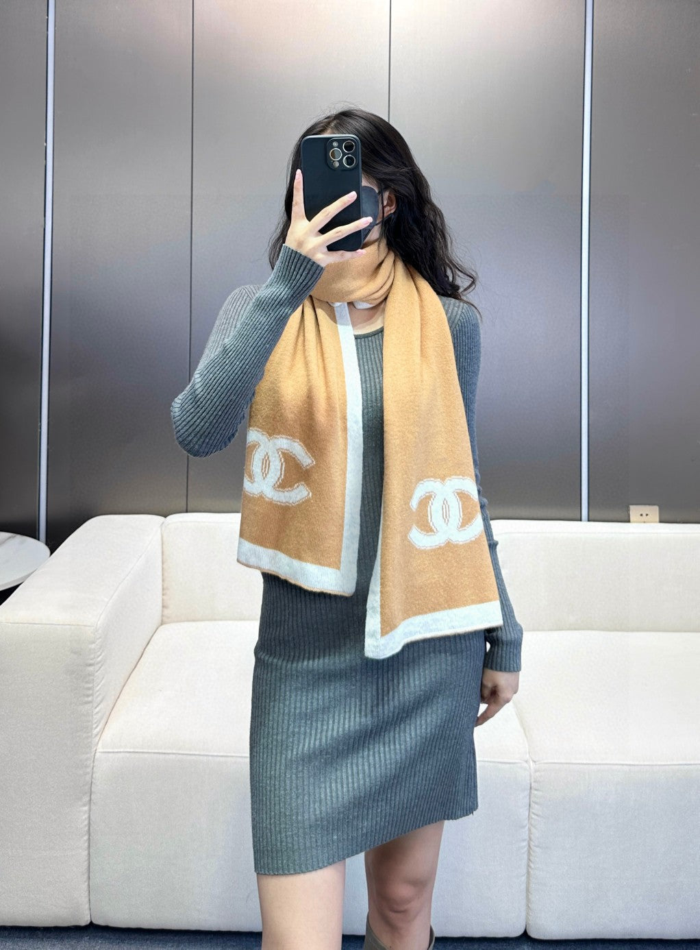 Chan High end knitted patchwork scarf