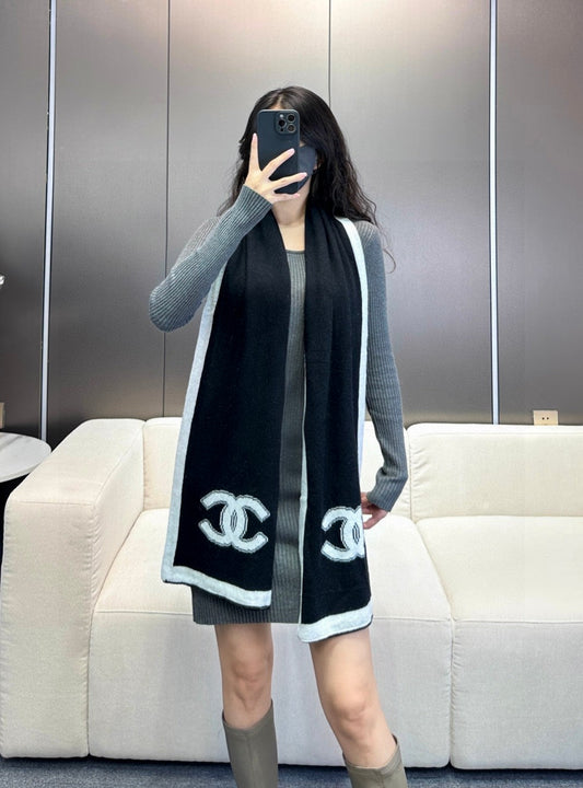 Chan High end knitted patchwork scarf