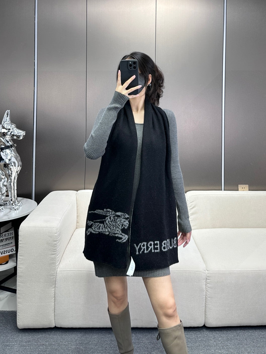 Bur High end knitted patchwork scarf