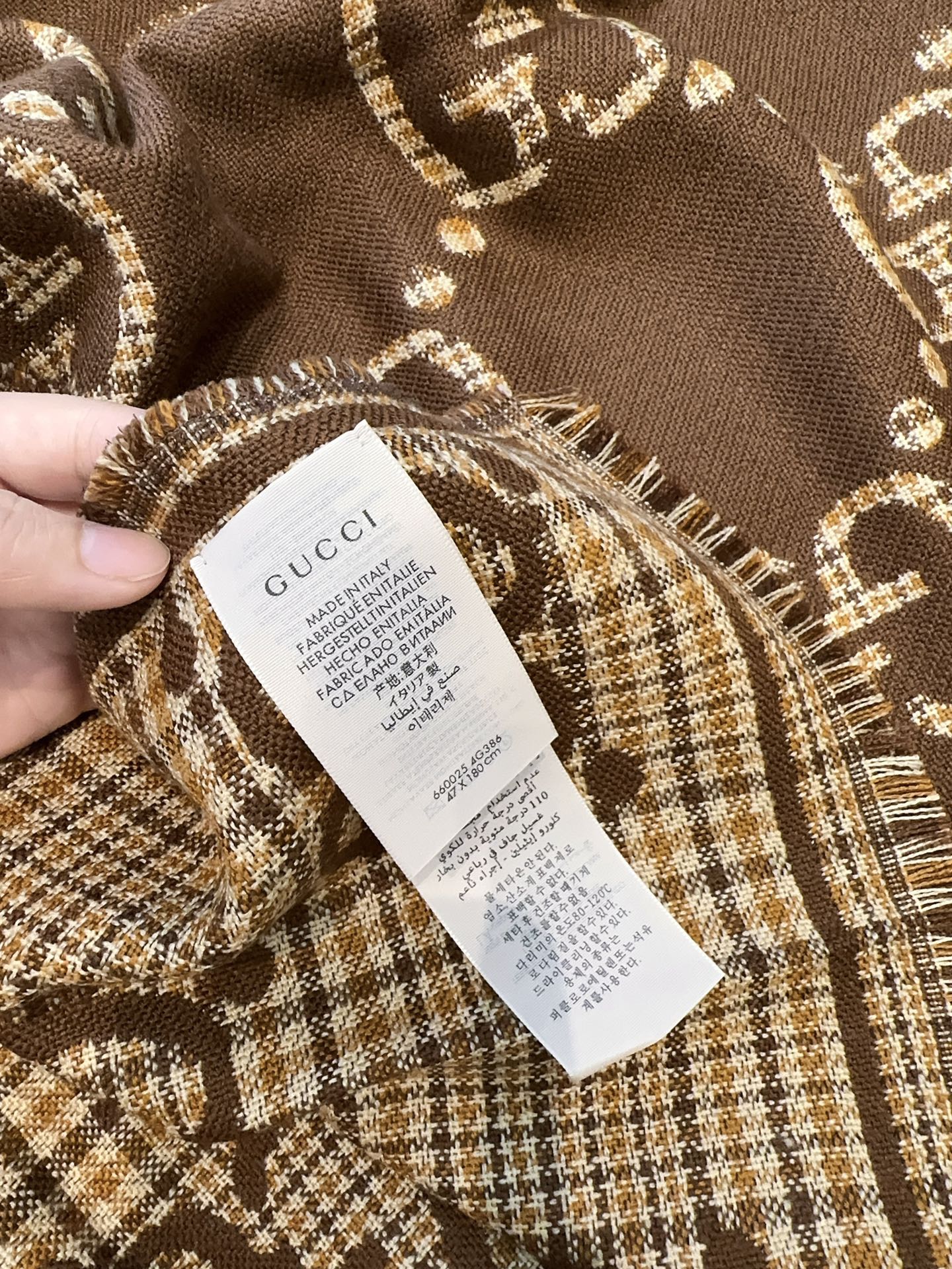 Guc classic double G printed cashmere scarf