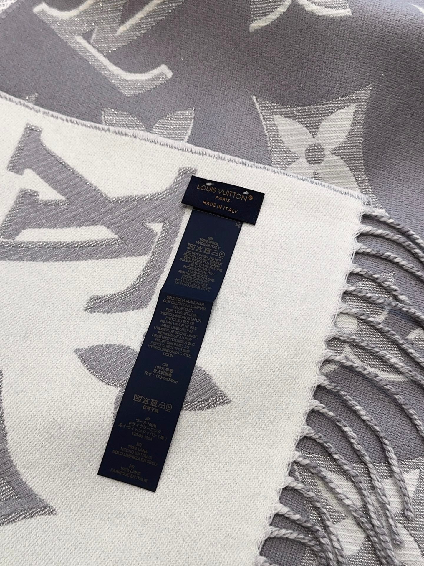 Louis gold classic pattern fringed scarf