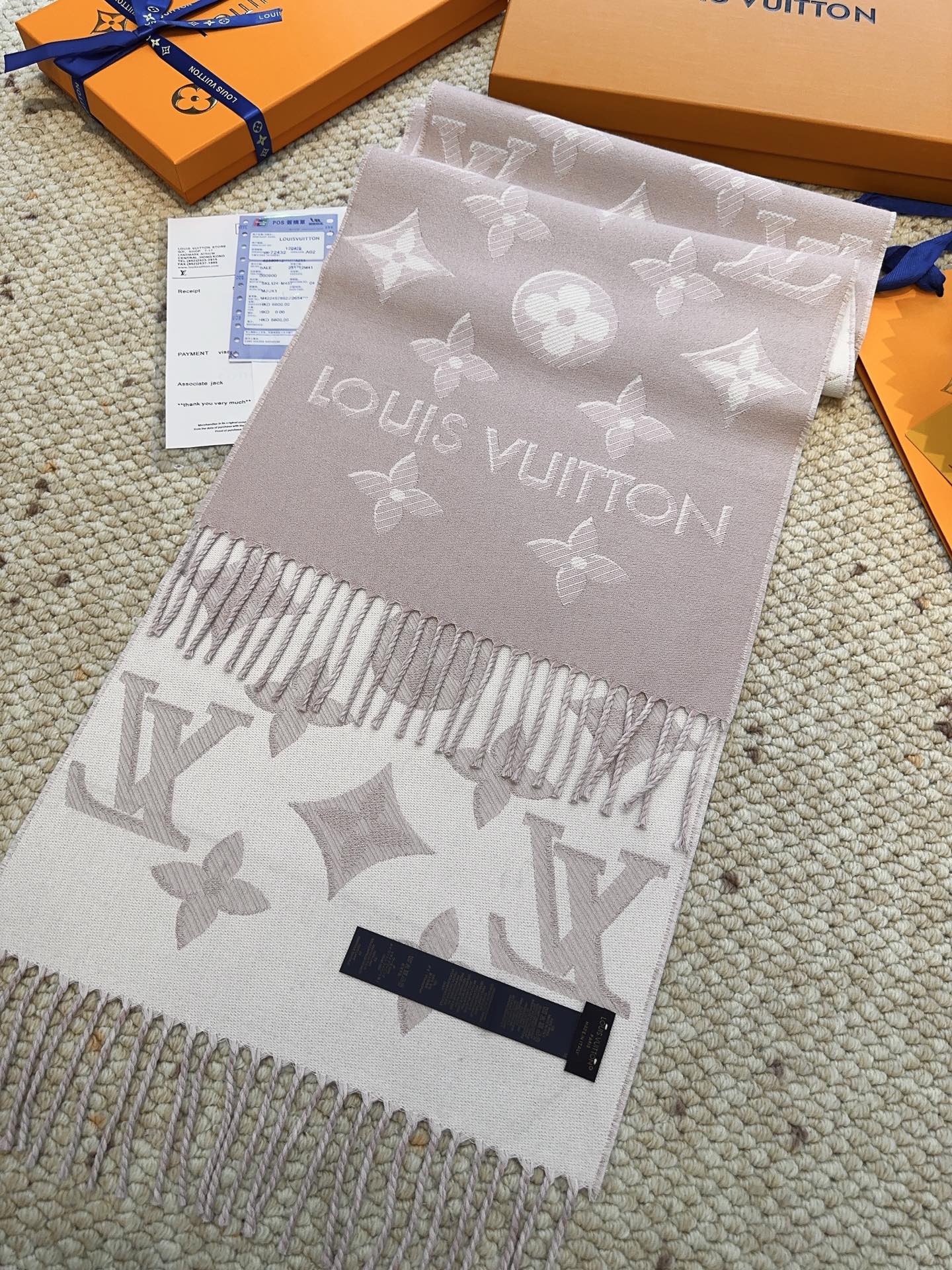 Louis gold classic pattern fringed scarf