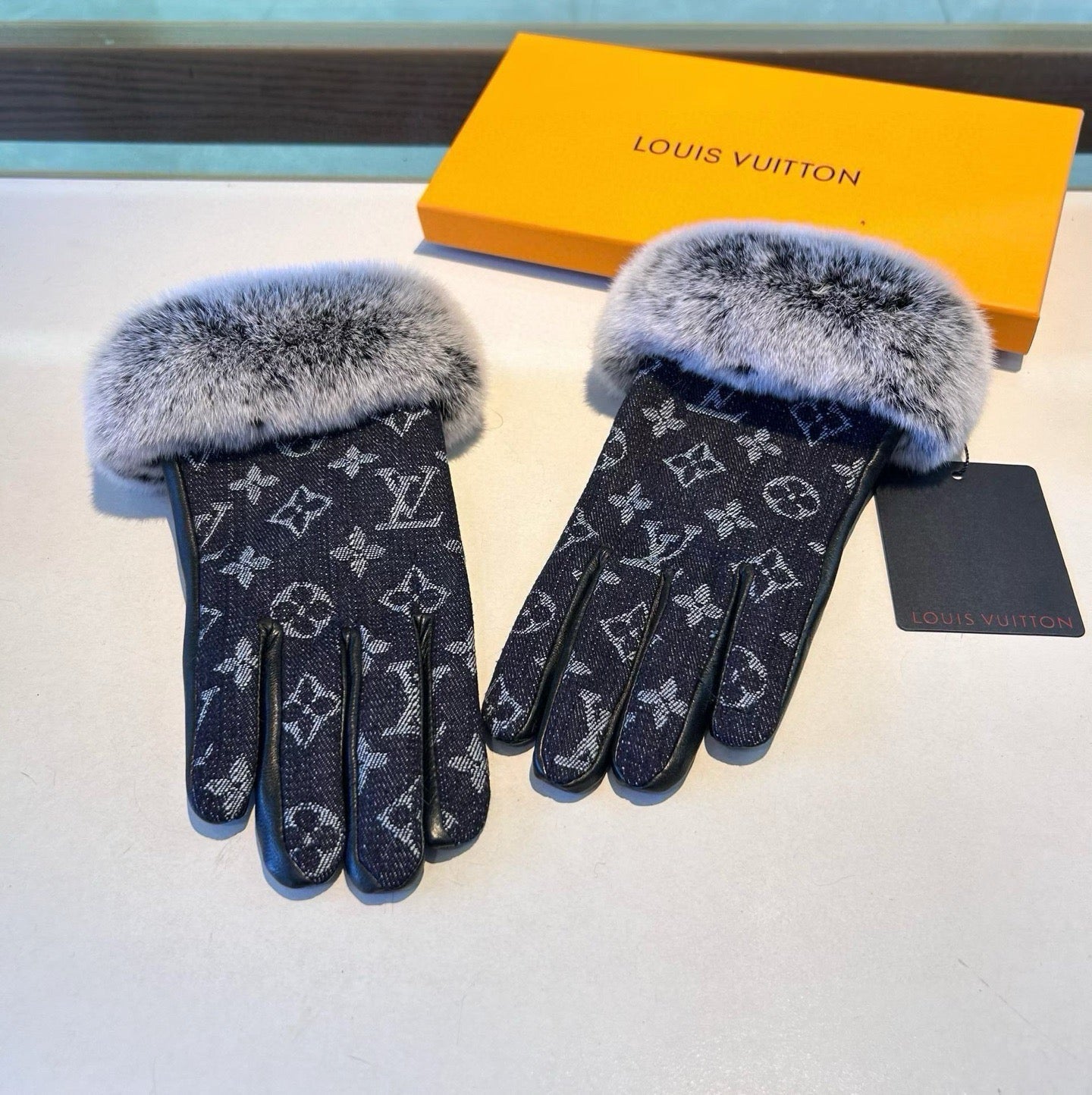 Louis New woolen denim and sheepskin gloves