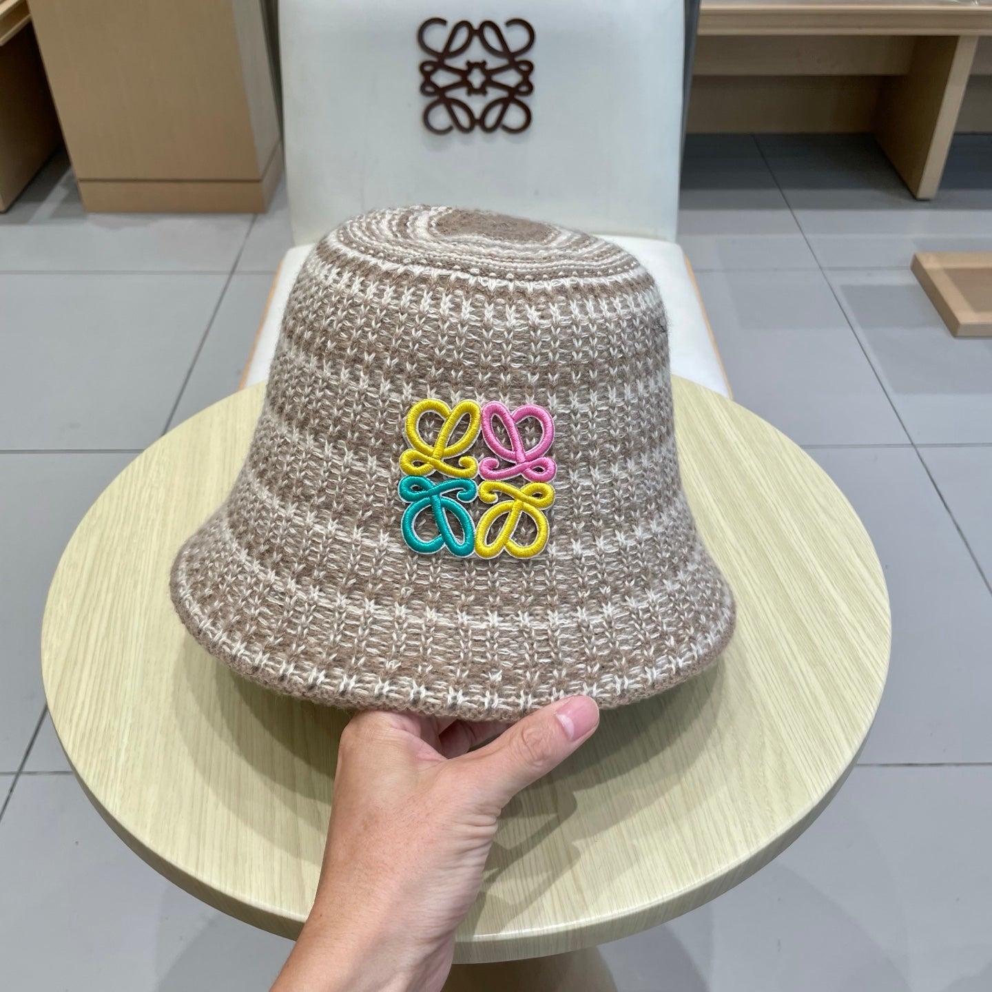 Loe autumn and winter striped knitted bucket hat