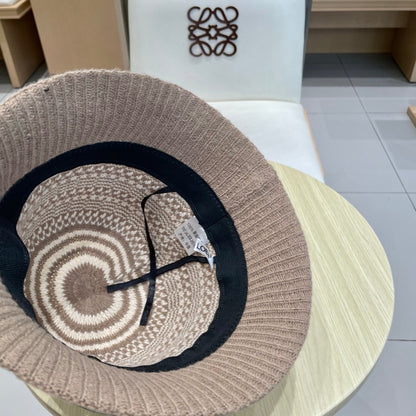 Loe autumn and winter striped knitted bucket hat