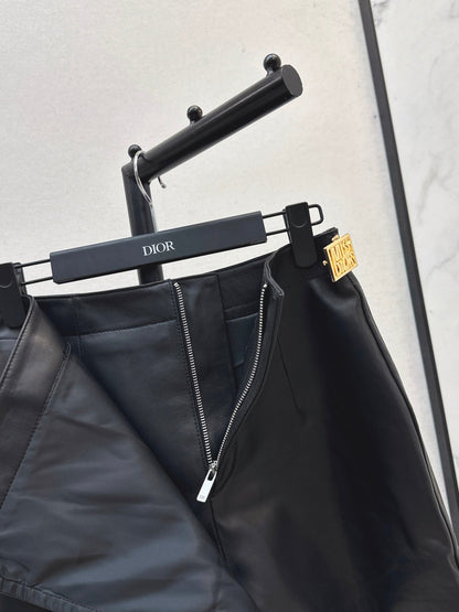 CD NEW lambskin leather skirt