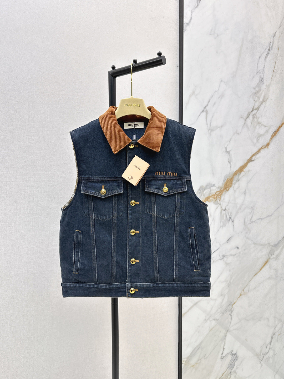 Miu NEW Denim cotton vest jacket