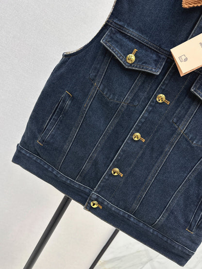 Miu NEW Denim cotton vest jacket