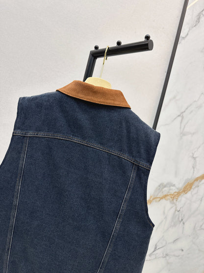 Miu NEW Denim cotton vest jacket