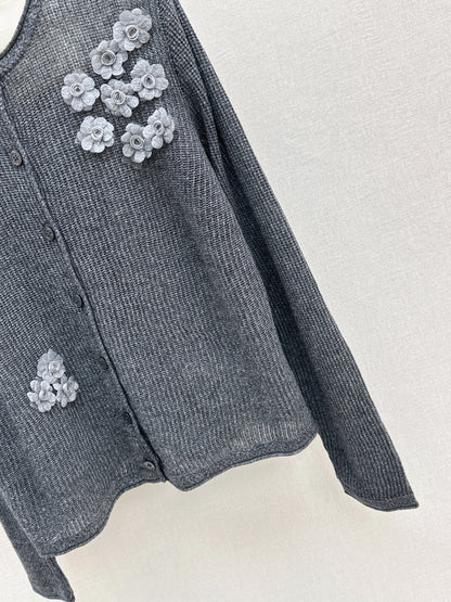 Chan NEW floral embellished cardigan