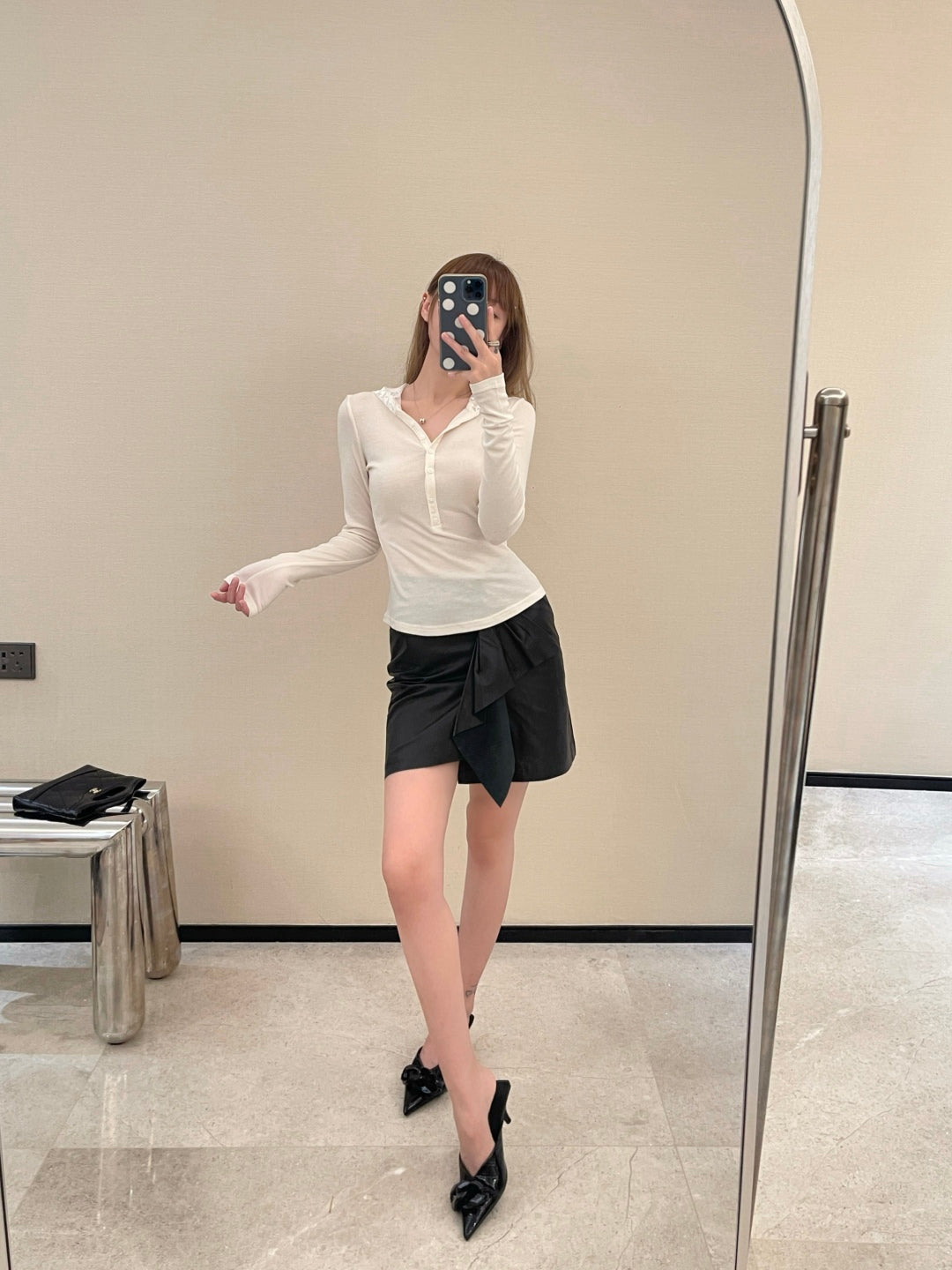 Miu NEW Hooded bottoming shirt