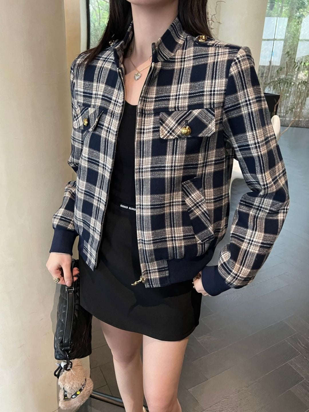 Ce1i NEW plaid coat