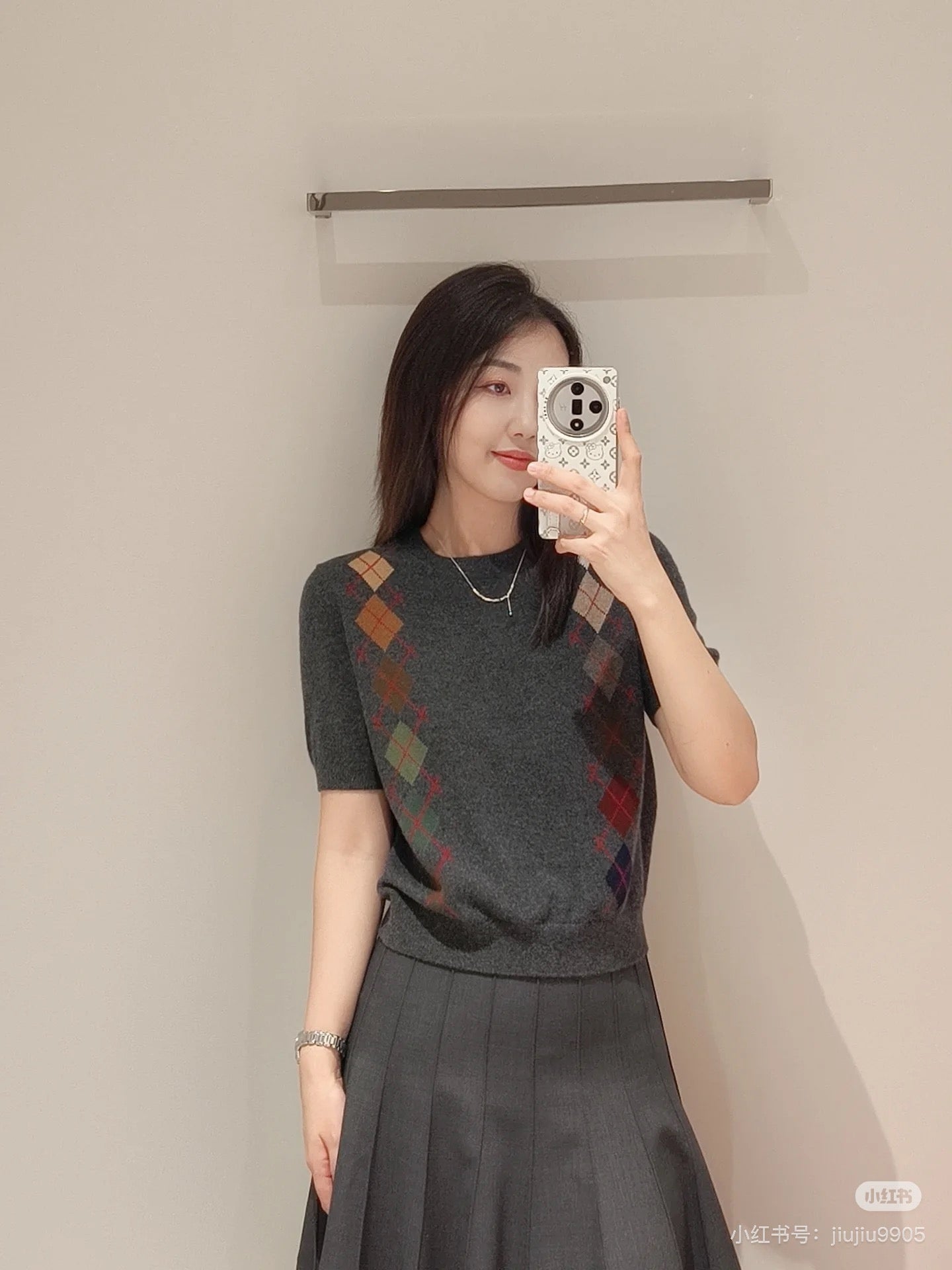 ER NEW Short-sleeved cashmere sweater