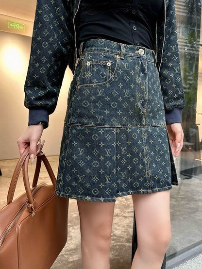 Louis NEW Printed denim skirt