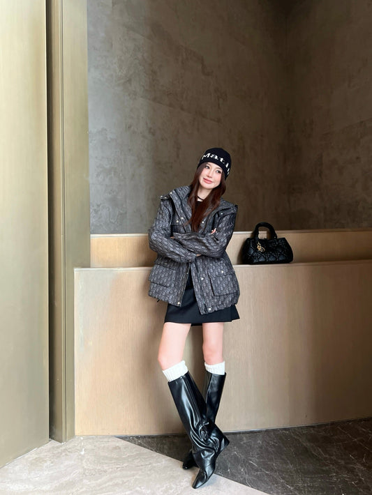 CD NEW Hooded mid-length jacket