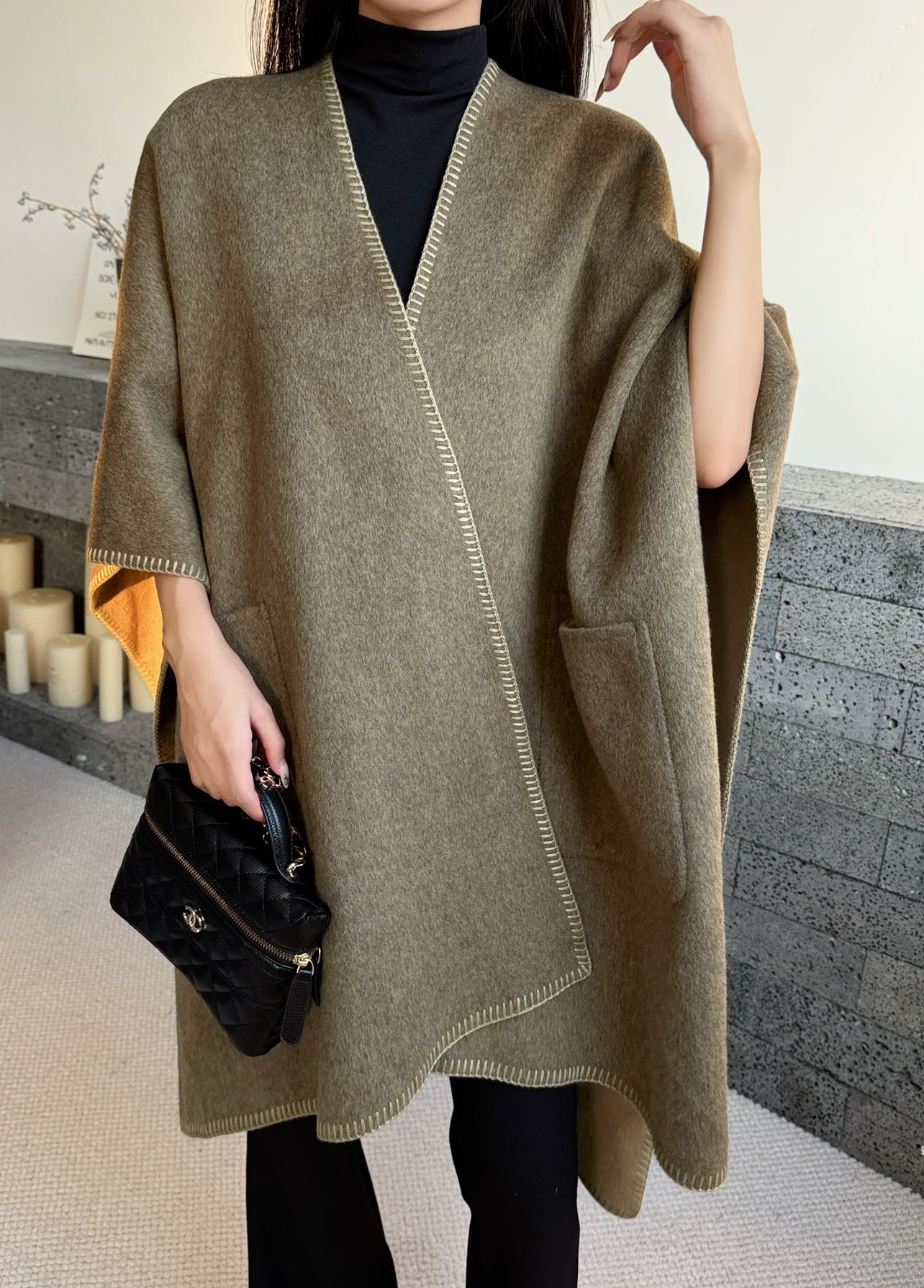 Max NEW wool cape coat