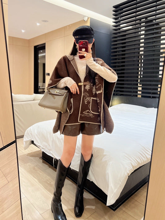 Bur NEW wool cape coat