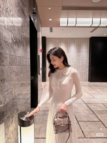 Cho1 NEW Lace Knit Sweater