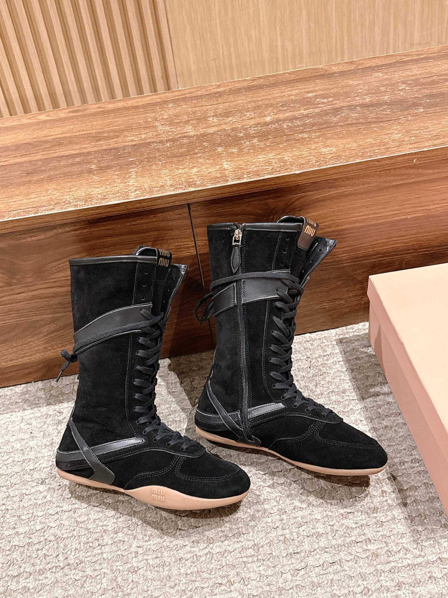 Miu NEW wool boxing boots