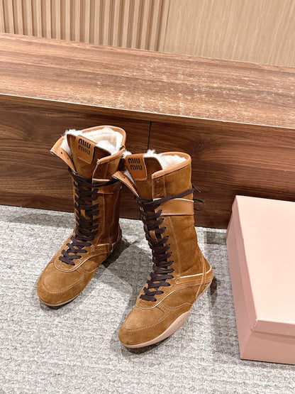 Miu NEW wool boxing boots
