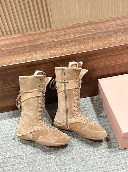 Miu NEW wool boxing boots
