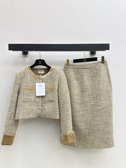 Chan NEW woven jacket and skirt suit