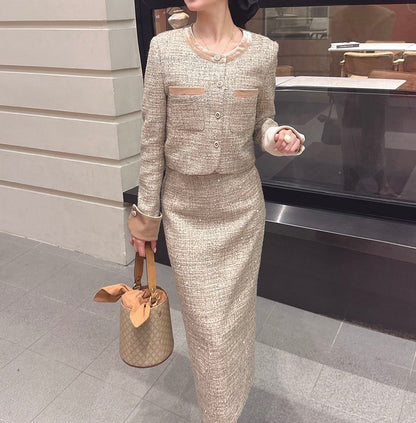 Chan NEW woven jacket and skirt suit