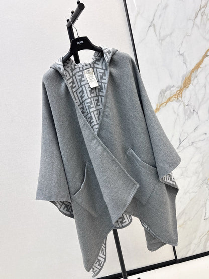 Fend NEW Wool Shawl Hooded Cape