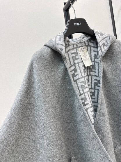 Fend NEW Wool Shawl Hooded Cape
