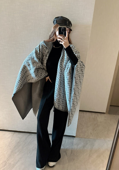 Fend NEW Wool Shawl Hooded Cape