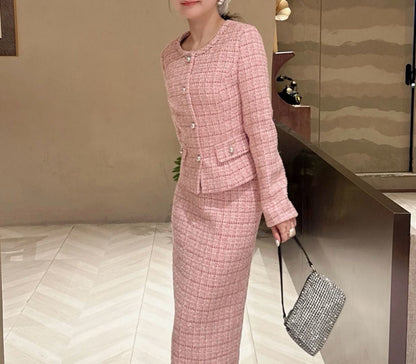 Chan NEW Woven coat and skirt set
