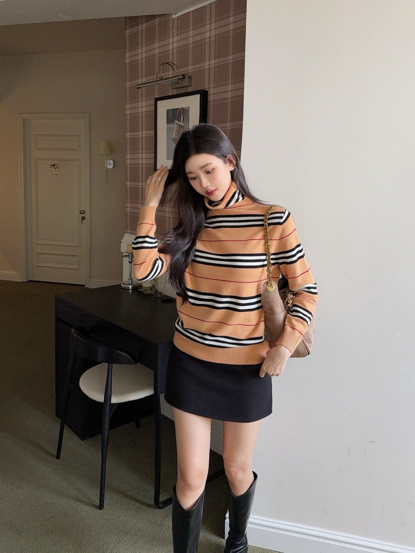 Bur NEW Striped turtleneck base layer