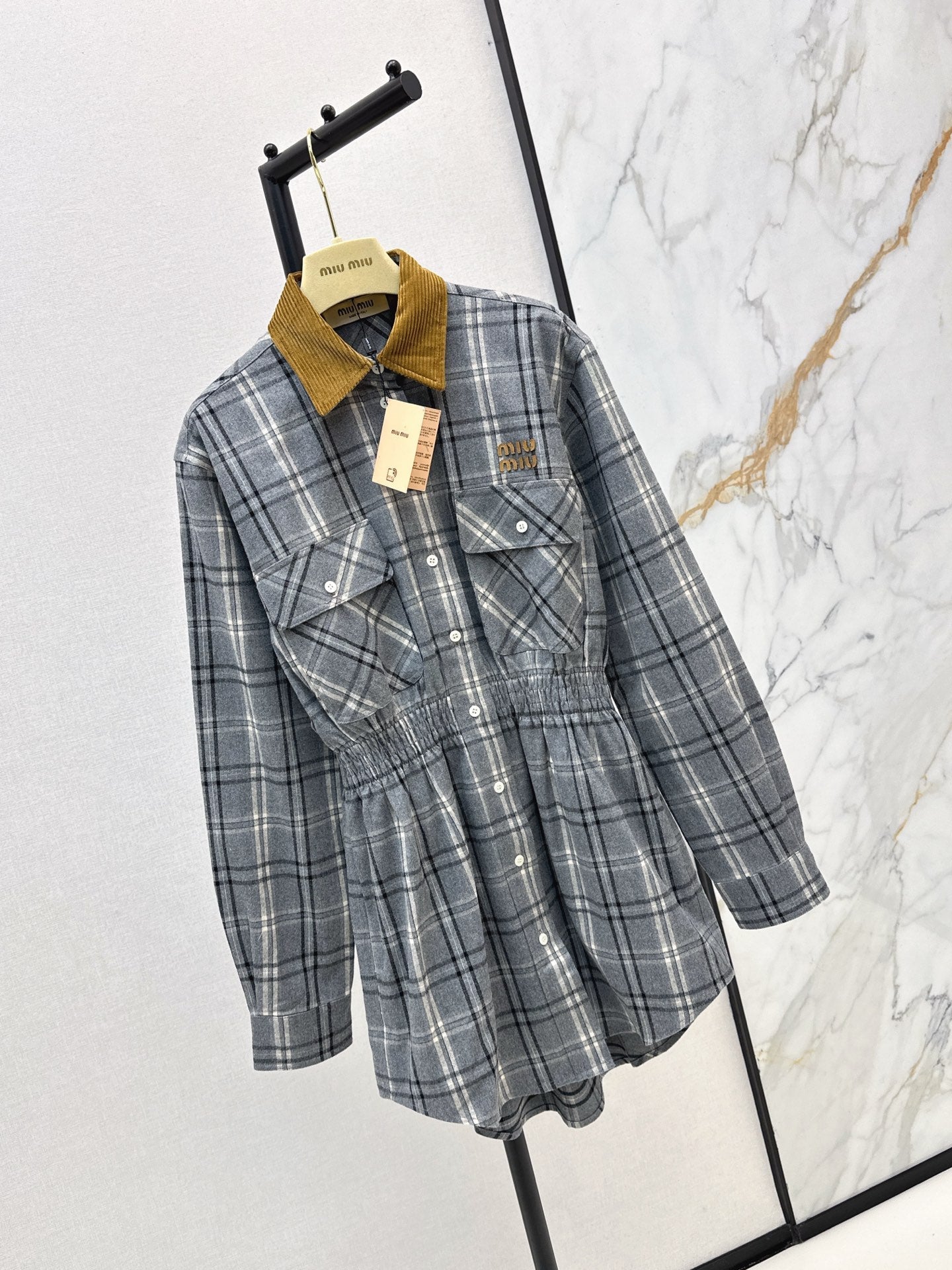 Miu NEW plaid shirt dress