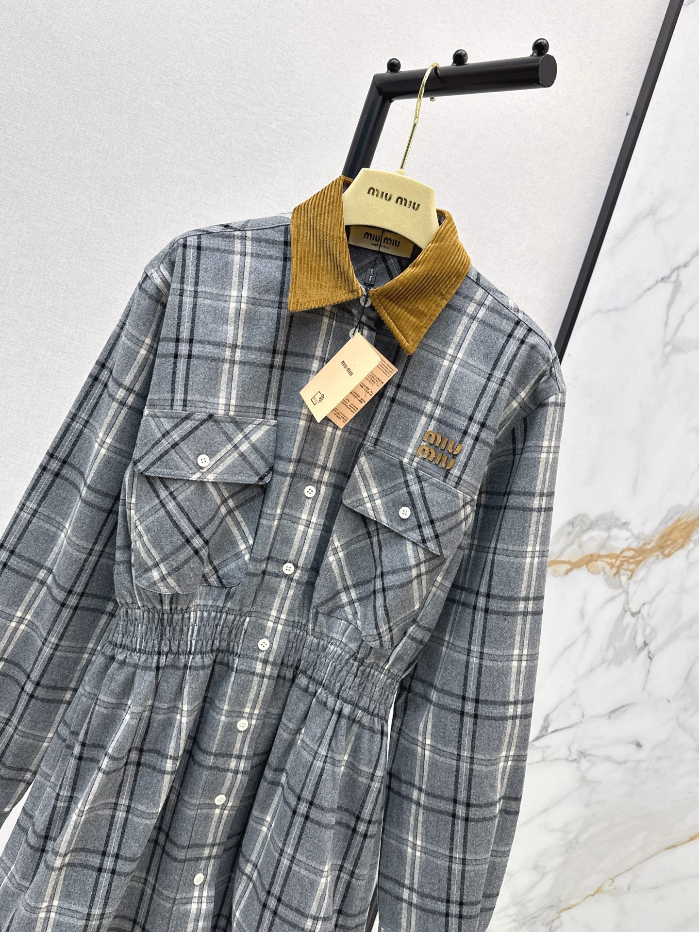 Miu NEW plaid shirt dress