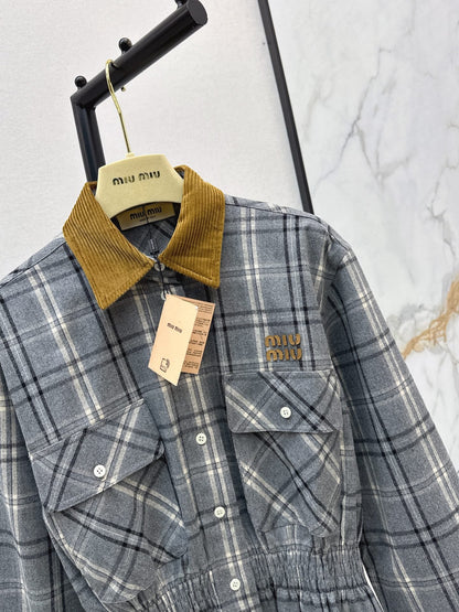 Miu NEW plaid shirt dress