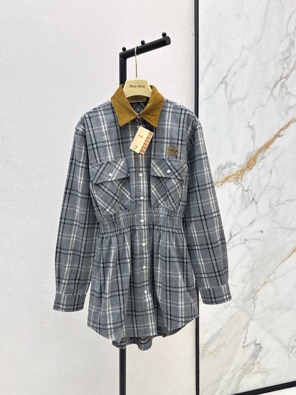 Miu NEW plaid shirt dress