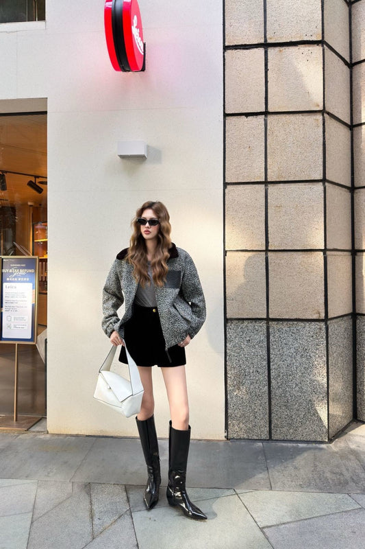 Loe NEW fur collar coat