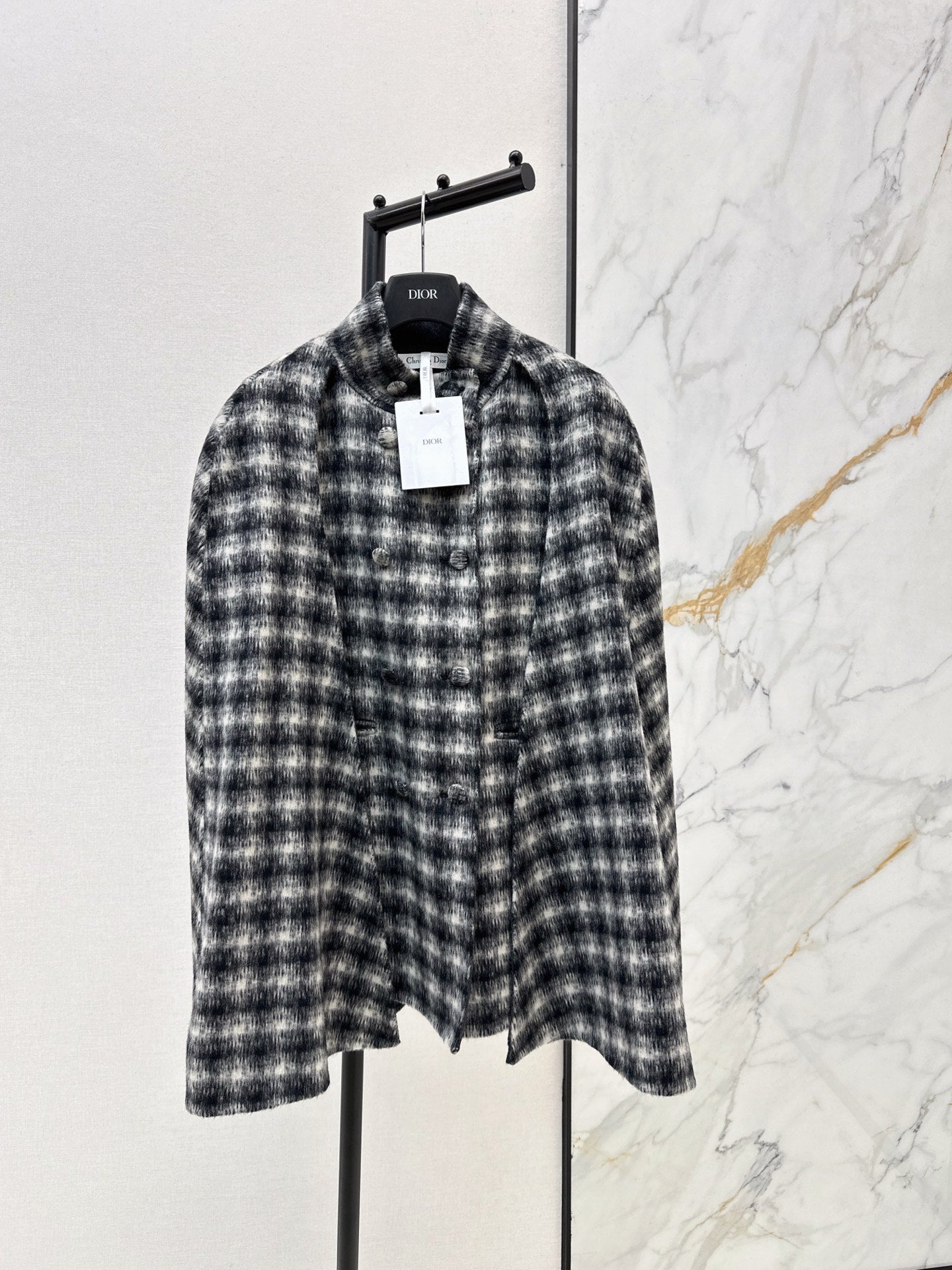 CD NEW plaid shawl cape coat