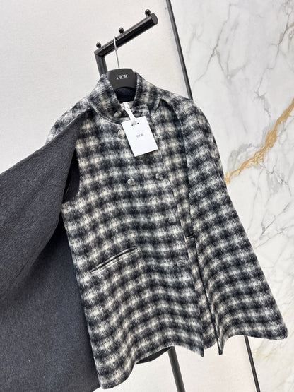 CD NEW plaid shawl cape coat