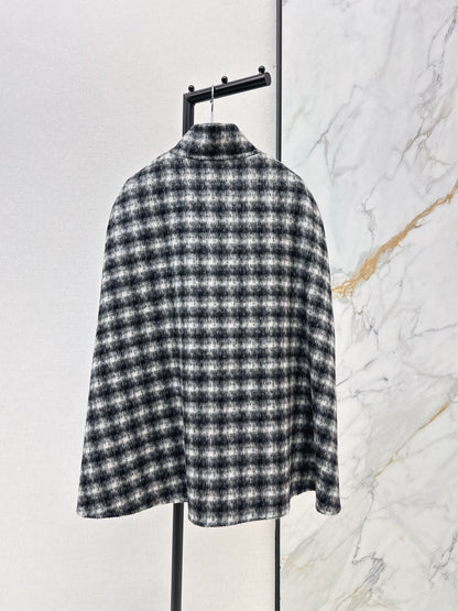 CD NEW plaid shawl cape coat
