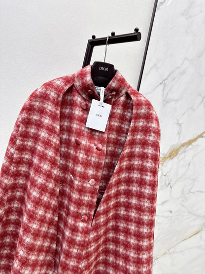 CD NEW plaid shawl cape coat
