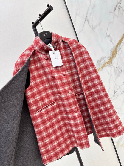 CD NEW plaid shawl cape coat