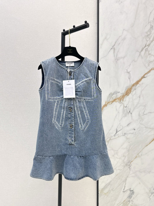 Chan NEW Bow-tie denim dress