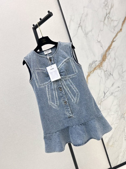 Chan NEW Bow-tie denim dress