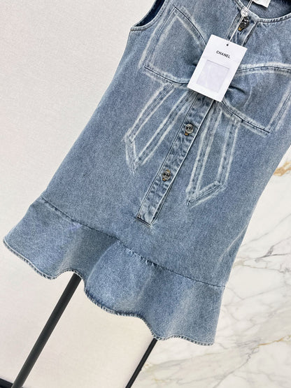 Chan NEW Bow-tie denim dress